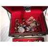 Image 4 : wooden jewelry box with contents
