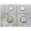 Image 1 : 4 Silver Quarters 1958,1960, 1961,1962