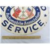 Image 3 : Antique Double Sided Metal Empire Automobile Association Hanging Sign Authentic Rare Item