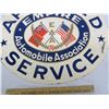 Image 6 : Antique Double Sided Metal Empire Automobile Association Hanging Sign Authentic Rare Item