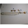 Image 1 : BRASE EARRINGS, KEYS PEARL EARINGS, AND CELEBRITY NECKLACE