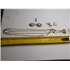 Image 3 : BRASE EARRINGS, KEYS PEARL EARINGS, AND CELEBRITY NECKLACE