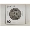 Image 1 : 1918-S silver half dollar, walking liberty