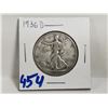 Image 1 : 1936-D silver half dollar, walking liberty