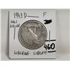 Image 1 : 1943-D silver half dollar, walking liberty