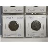 Image 3 : six USA 5 cent coins - 1901, 1911, 2x 1943, 1944, 1945