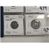 Image 3 : four USA silver dimes - 1923, 1926, 1927, 1928