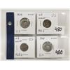Image 1 : four USA silver dimes - 1928, 1939, 1940, 1941