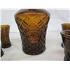 Image 2 : Vintage Dark Amber Alcohol Decanter and 6 Glasses