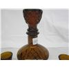 Image 3 : Vintage Dark Amber Alcohol Decanter and 6 Glasses