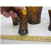Image 4 : Vintage Dark Amber Alcohol Decanter and 6 Glasses