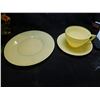 Image 1 : VINTAGE DOMINION GLASS TEACUP, SAUCER AND PLATE, YELLOW