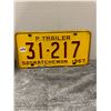 Image 1 : 1967 sask trailer license plate