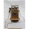 Image 1 : Antique Oak Wooden Wall Phone Has Magneto Inside