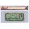 Image 1 : 1954 CANADIAN 1$ BILL- BCS GRADED VG10