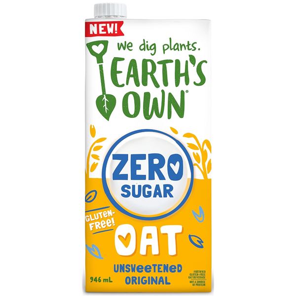 NEW 4 X 946ML EARTHS OWN ZERO SUGAR OAT UNSWEET