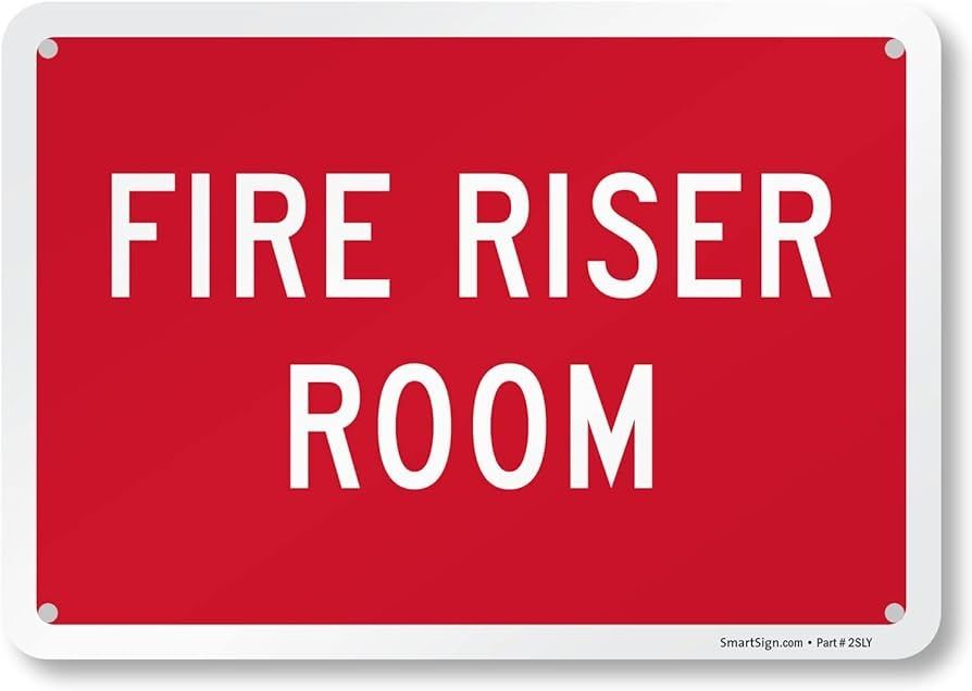 NEW FIRE RISER ROOM RED SIGN