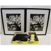 Image 1 : 2 B&W FRAMED PRINTS 17X21 5 CHALK BOARDS