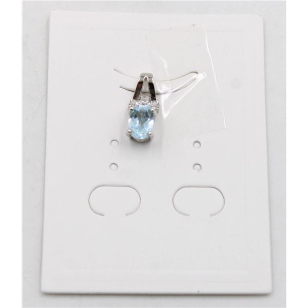 #238-NATURAL SKY BLUE TOPAZ & CZ PENDANT