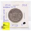 Image 1 : 1942 CANADA 50 CENT COIN KING GEORGE VI