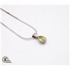 Image 1 : 18" ITALIAN SILVER NECKLACE & PERIDOT PENDANT 925