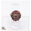 Image 1 : VINTAGE STERLING SILVER GARNET FLOWER CLUSTER