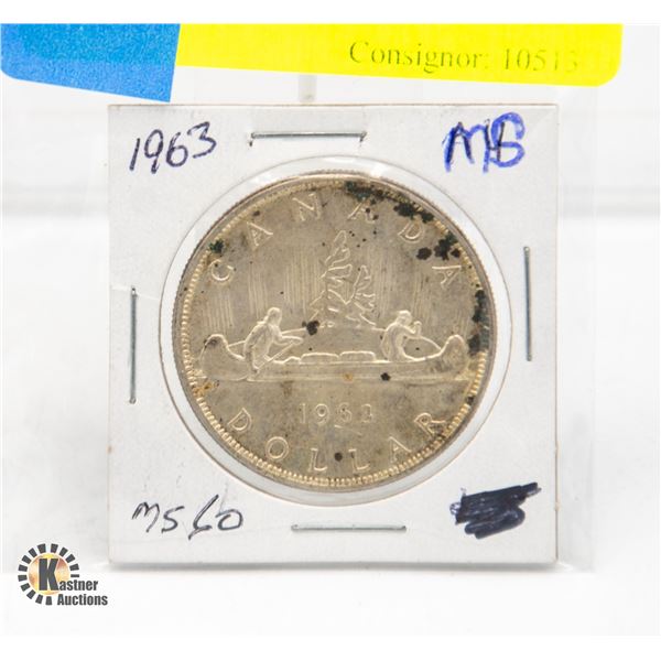 1963 CDN. SILVER DOLLAR