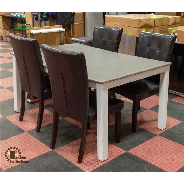 SOLID WOOD PAINTED DINING TABLE WITH 4 HIGHBACK