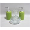 Image 1 : GREEN BATH VANITY SET/CLEAR BOXES 4PCS