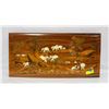 Image 1 : WALL ART TEAK WOOD W/IVORY STYLE INLAY ELEPHANTS