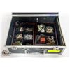 METAL STORAGE BOX FULL OF JEWELLERY INCL.