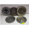 Image 1 : 5 SOLID METAL WALL DECOR PLATES ASSORTED
