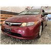 Image 2 : 21 -- 2007 HONDA CIVIC, RED, 189484 KMS, FRONT WHEEL DRIVE "NO RESERVE"