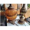 Image 2 : 512 -- VINTAGE BRASS AND AMBER GLASS LAMPS