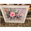 Image 2 : 611 -- THREE TIERED GLASS TABLE AND LARGE FRAMED FLOWER PRINT