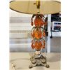 Image 3 : 615 -- VINTAGE MCM ORANGE LUCITE LAMP, AND TWO BRASS TABLE LAMPS WITH MATCHING SHADES