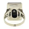 Image 3 : Vintage 10k White Gold Rectangular Black Onyx w/ Diamond Open Work Sides Ring