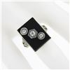Image 6 : Vintage 10k White Gold Rectangular Black Onyx w/ Diamond Open Work Sides Ring