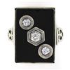 Image 8 : Vintage 10k White Gold Rectangular Black Onyx w/ Diamond Open Work Sides Ring