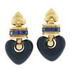 Image 1 : La Nouvelle Bague 18k Gold 1 ctw Tanzanite Blue Enamel Heart Drop Dangle Earring