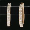 Image 2 : NEW Classic 14k Rose Gold 0.20 ctw Pave Diamond 12.5mm Petite Huggie Hoop Earrin