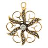 Image 2 : Antique Victorian 14k Gold 0.25 ctw Diamond & Seed Pearl Flower Pin Brooch Penda
