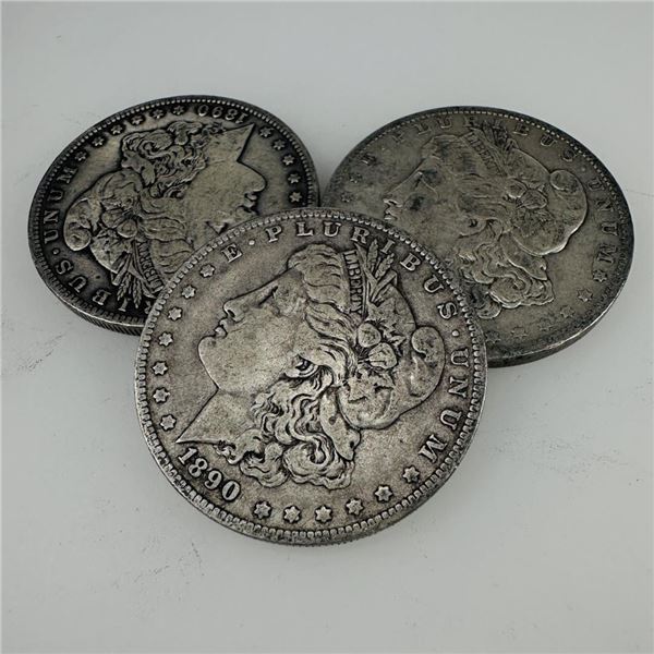 1890 Morgan Silver Dollar (VG+) Set of 3