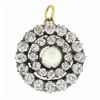 Image 6 : Antique Victorian 14k Gold 2.2 ctw Diamond & Pearl Dual Circle Pin Brooch Pendan
