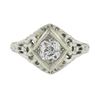 Image 4 : Antique 18k Gold 0.60 ctw Old Mine Cushion Diamond Floral Filigree Engagement Ri