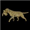 Image 2 : Vintage 18K Gold DETAILED Chesapeake Bay Retriever Hunting Dog & Duck Pin Brooch