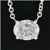 Image 4 : NEW 14k White Gold 0.81 ctw GIA Oval Diamond Solitaire Pendant & Adjustable Chai