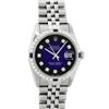 Image 2 : Rolex Mens Stainless Steel Blue Vignette Diamond And Sapphire Datejust Wristwatc