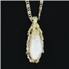 Image 3 : Vintage 14k Gold Baroque White Pearl Nugget Texture Cage Pendant w/ 18" Chain