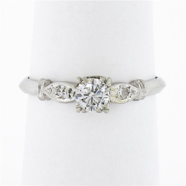 Antique Art Deco Platinum .34 ctw Round Diamond w/ Accents Promise Engagement Ri
